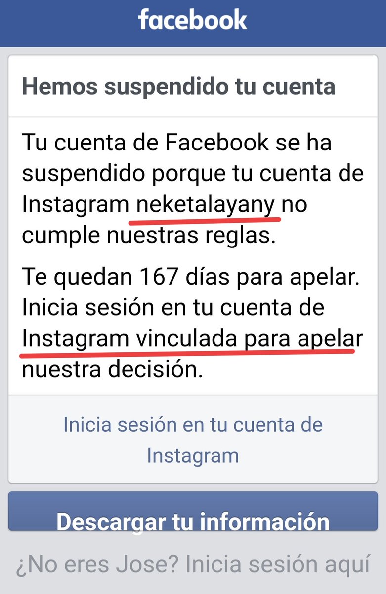 Alguien conoce esta cuenta d <a href="/instagram/">Instagram</a>?
<a href="/facebook/">Facebook</a> dice q es mi cuenta vinculada. 
Llevo 13 días suspendido por ese error o hackeo.
Yo no puedo apelar desde esa cuenta por no ser mia, y enviarles 📧 a support@fb.com es como hablar con una pared.
<a href="/Meta/">Meta</a> quien me ayuda?