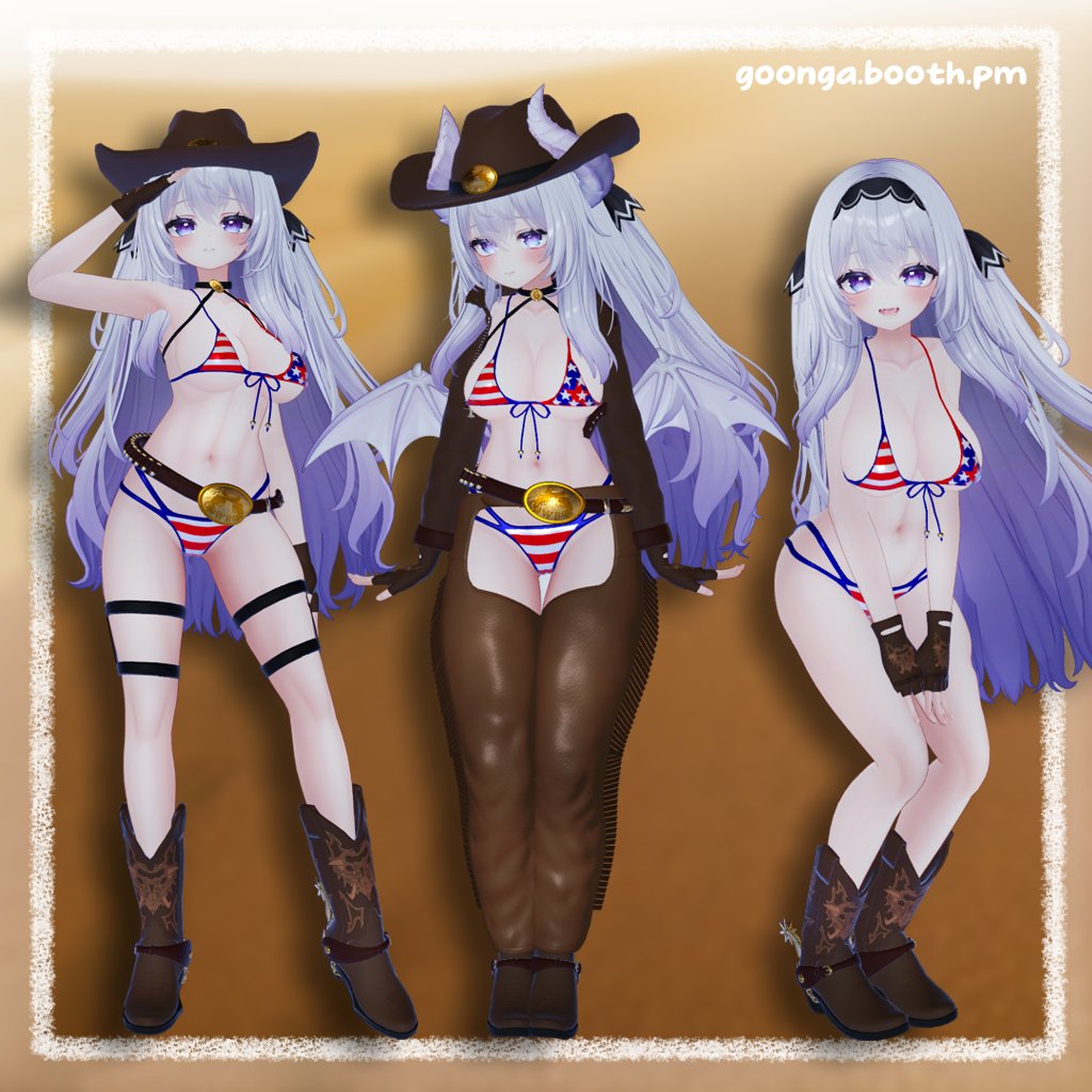 GoongaStore's tweet image. Goongas Cowboy Bikini for Airi is now available!
#VRChat #booth_pm #VRC
goonga.booth.pm/items/6167211