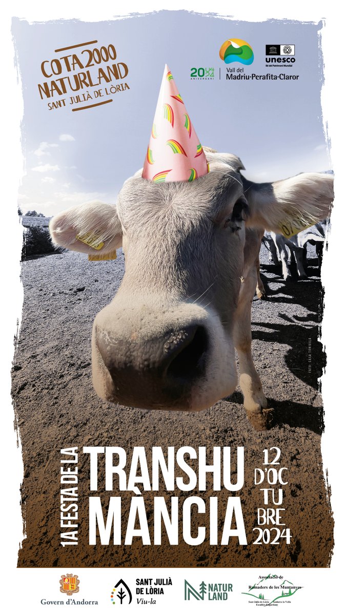 🐮 Vine a la 1a Festa de la Transhumància!

✨ Hem preparat un dia ple d'activitats per a conèixer i viure de prop una de les tradicions més antigues del nostre país.

✍️ Inscriu-te i consulta el programa a la nostra pàgina web: comusantjulia.ad/ca/el-comu/res…