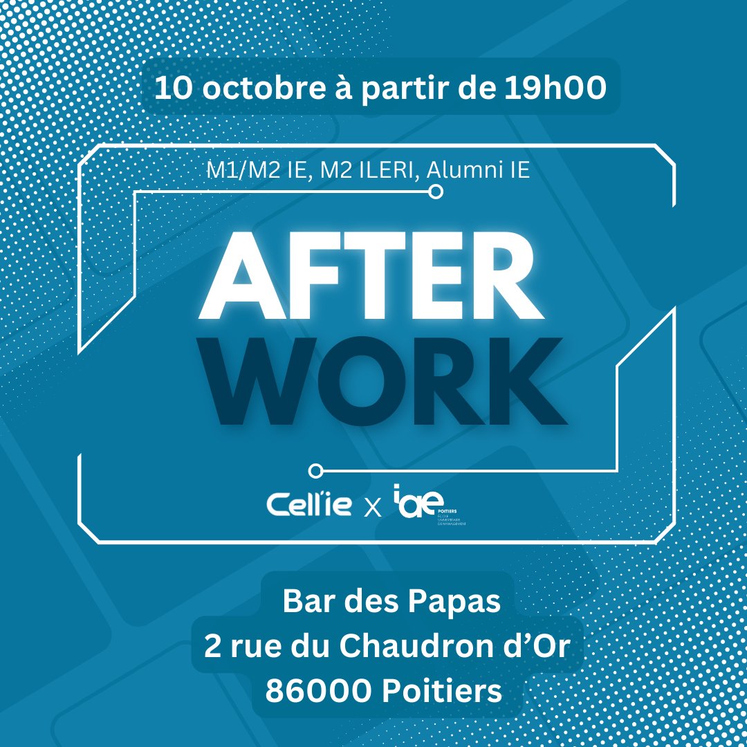Premier afterwork de Cell'IE à Poitiers ce jeudi 10 octobre !