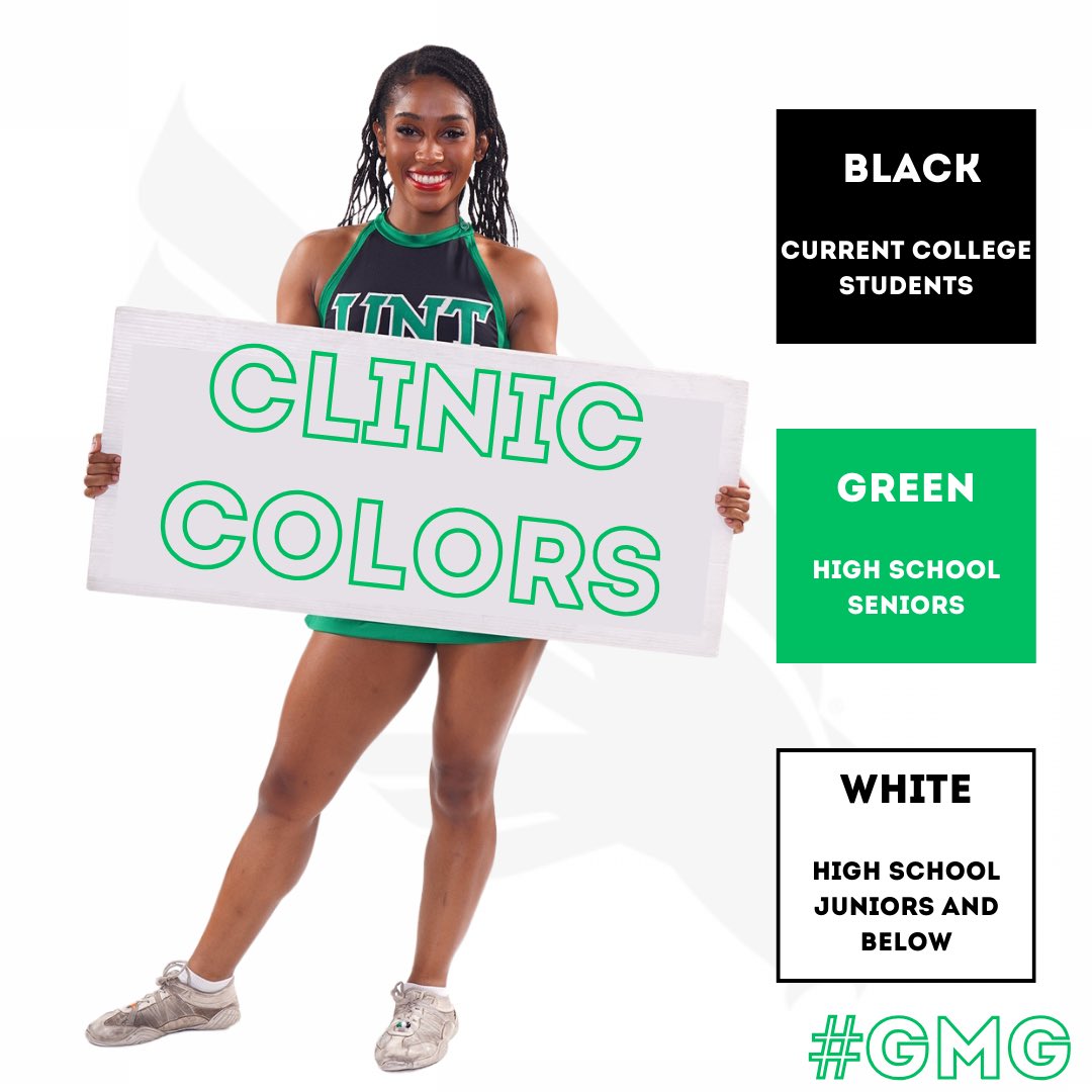 Northtxcheer's tweet photo. Our first recruitment clinic is this weekend! Sign up today using the link in our bio! #gmg #ntxcheer #untspirit https://t.co/MbNwost6AH