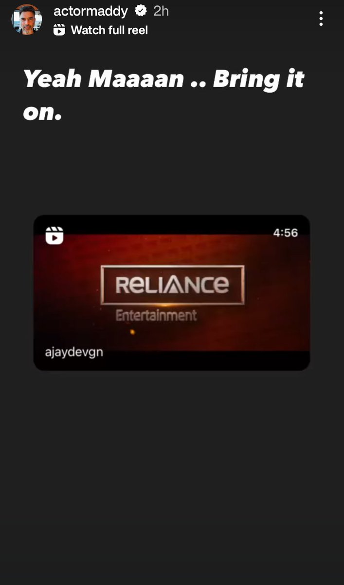 #RMadhavan Instagram story for #SinghamAgainTrailer #SinghamAgain 💥❤️ bring it onnnn <a href="/ajaydevgn/">Ajay Devgn</a> #rohitshetty