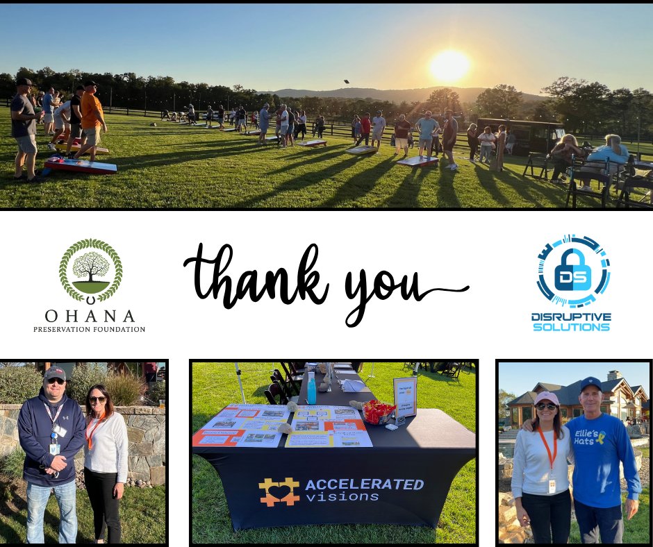 Huge thanks to OHANA Preservation &amp; Disruptive Solutions for a great cornhole tourney! 🎉 We proudly introduced Accelerated Visions &amp; connected with Jeff Marriott from Vets Retreat VA. Shoutout to Jay Coakley of Ellie’s Hats for supporting kids with cancer.