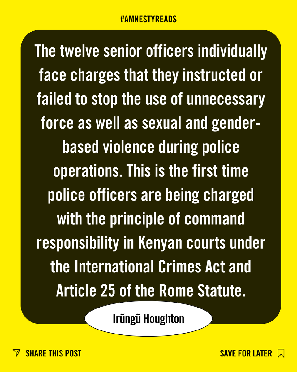 AmnestyKenya's tweet photo. The words "orders from above" have taken on a chilling meaning in Kenya, as state officers face charges of command responsibility for human rights violations. Read more on https://t.co/6SfAVbmj6R #stopextrajudicialkillingsKE #JusticeDelayedKE #JusticeLoading #JusticeServedKE https://t.co/PE16vDLgxr