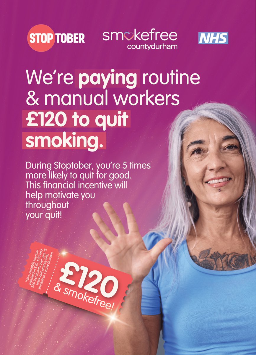 SF_CDurham's tweet photo. Smokefree and £120 better off in time for Christmas? Win-win! 🤑 Learn more and sign up via our website - https://t.co/7d5fPHv7JF

This offer is currently only available during 2024! There are no plans to continue the incentive during 2025. 

#SmokeFree #Stoptober #MoneySavvy https://t.co/h3ID2SpvUn