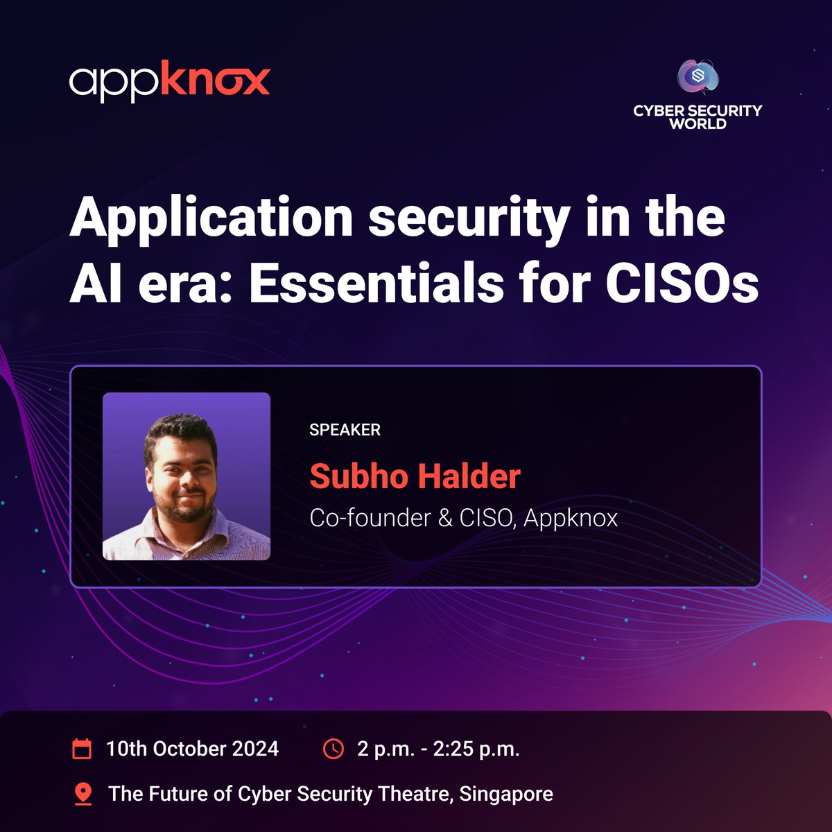 Appknox (@appknox) on Twitter photo Just 2 days until #CSWA2024! Donโt miss <a href="/sunnyrockzzs/">Subho Halder ๐จ๐ฝโ๐ป</a>' talk on "App Sec in the AI Era โ Essentials for CISOs."
Join us at Booth L1 C125 from 9 to 10 October to learn how @Appknox is leading mobile app security!
#CyberSecurity #Cybersecurityevents #Appsec Just 2 days until #CSWA2024! Donโt miss <a href="/sunnyrockzzs/">Subho Halder ๐จ๐ฝโ๐ป</a>' talk on "App Sec in the AI Era โ Essentials for CISOs."
Join us at Booth L1 C125 from 9 to 10 October to learn how @Appknox is leading mobile app security!
#CyberSecurity #Cybersecurityevents #Appsec
