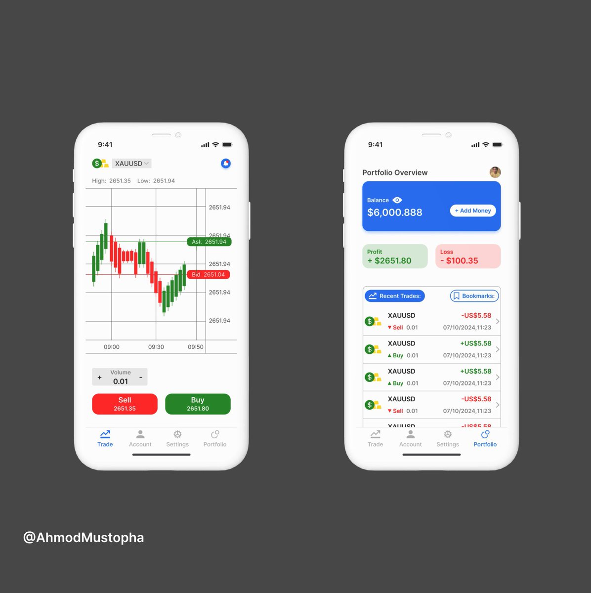 AhmodMustopha's tweet image. It’s better late than never 
DAY 30/30 CHALLENGE 
It’s all about #FOREX 
1. Trading Screen
2. Summary Screen (Portfolio overview)
What’s your thought?
@DezinDesign #30daymobbindesignchallenge