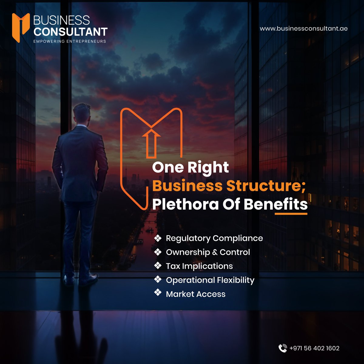 Unlock new opportunities with the right business structure!

From compliance to tax benefits and market access, the right choice can transform your venture.

Need expert guidance? We're here to help!
📞 +971 56 402 1602
📩 contact@businessconsultant.ae