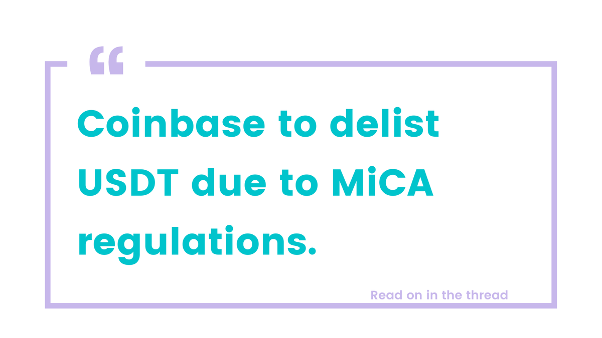 Stablecoins are one of the biggest use cases in crypto. Also they are the easiest to understand for industry outsiders. Yet most people don't get how stablecoins differ and why regulation can be positive.

📋 Coinbase to Delist USDT in the EU Due to MiCA Regulations
As reported,