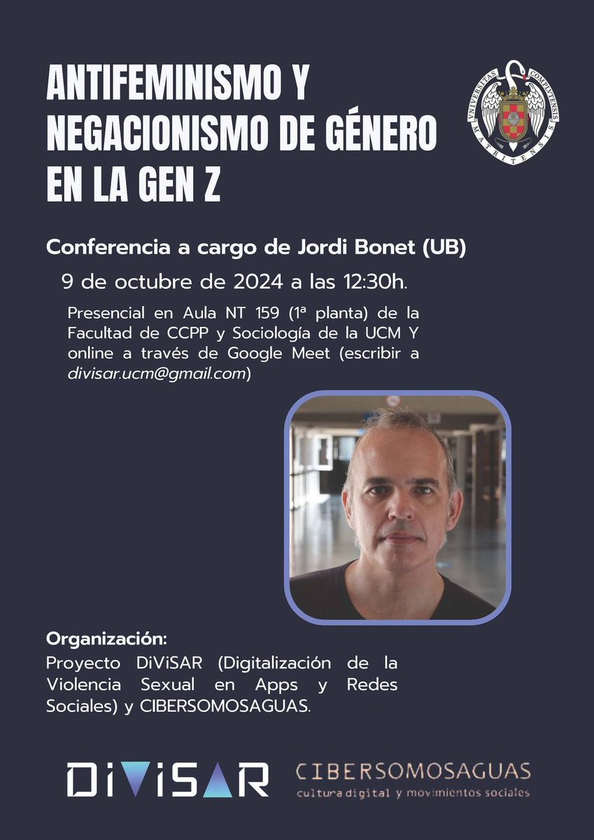 El miércoles 9 en @CCPPySOCUCM una conferencia interesantísima de Jordi Bonet