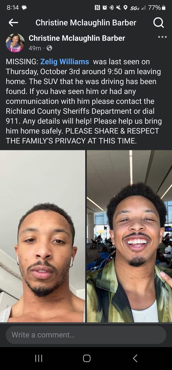 Putting this here because I know a lot of my ppl on here in the Columbia area. Zelig went to high school with me &amp; we’re praying for a safe return. 🚨🚨