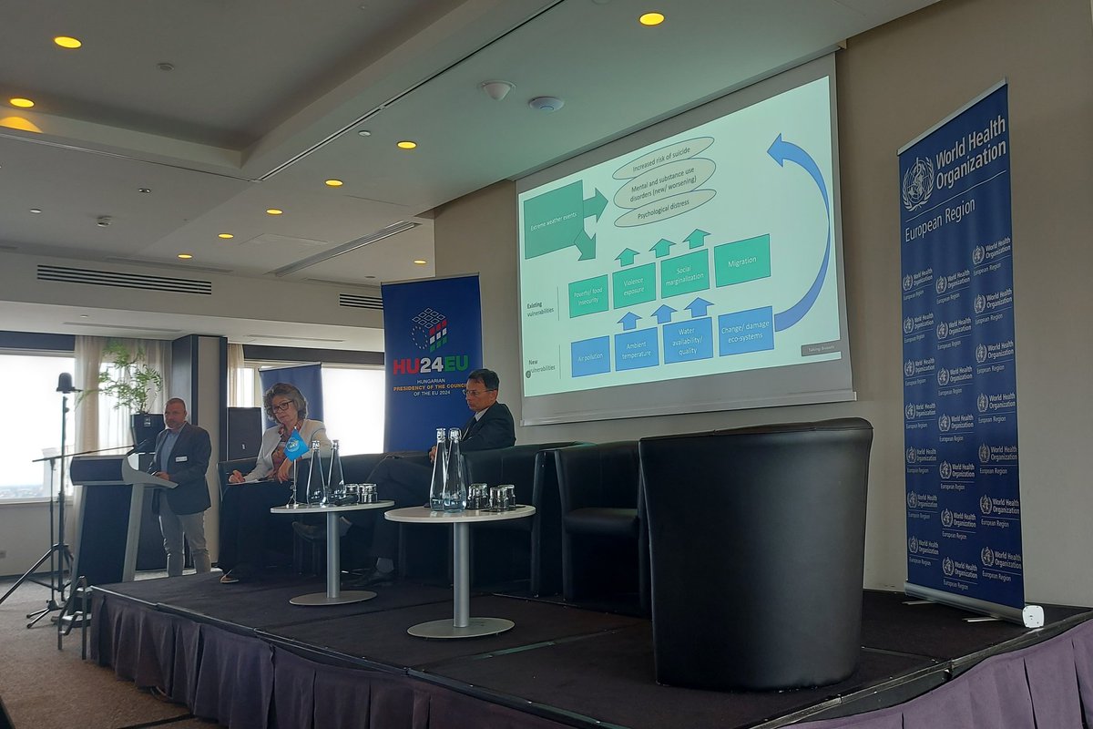 At the @HU24EU policy dialogue on #mentalhealth and the triple planetary crisis. Prof. Wietse Anton Tol from <a href="/uni_copenhagen/">University of Copenhagen</a> tells us that preventive interventions addressing social determinants are needed but interdisciplinary research needs to be improved.