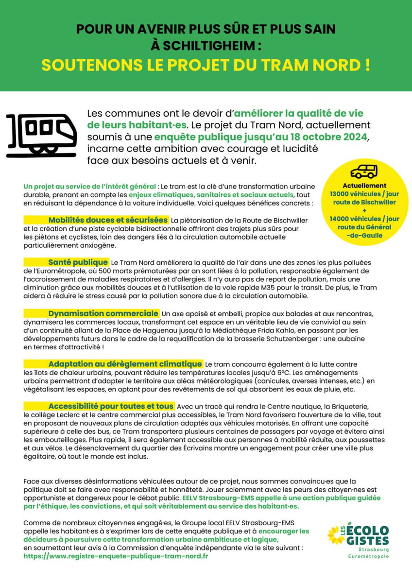 mnguyen_aec's tweet photo. 📢Découvrez le communiqué d'@EELVStrasbourg sur le #TramNord🚊Un projet capital qui répond à la responsabilité historique de nos territoires de proposer des solutions pour améliorer la qualité de vie de chacun-e, tout en faisant face aux urgences climatiques et sanitaires🤝🌍 https://t.co/oETV1Awvu6