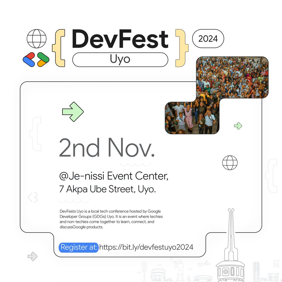 Have you ticked your calendar yet? 
Don't miss #DevFestUyo 2024 on Nov, 2nd 🚀
Theme: Responsible Ai
Join us for inspiring sessions, networking, and innovations! 
Save the date now and register here: gdg.community.dev/events/details…

#DevFest #DevFestUyo #DevFest2024