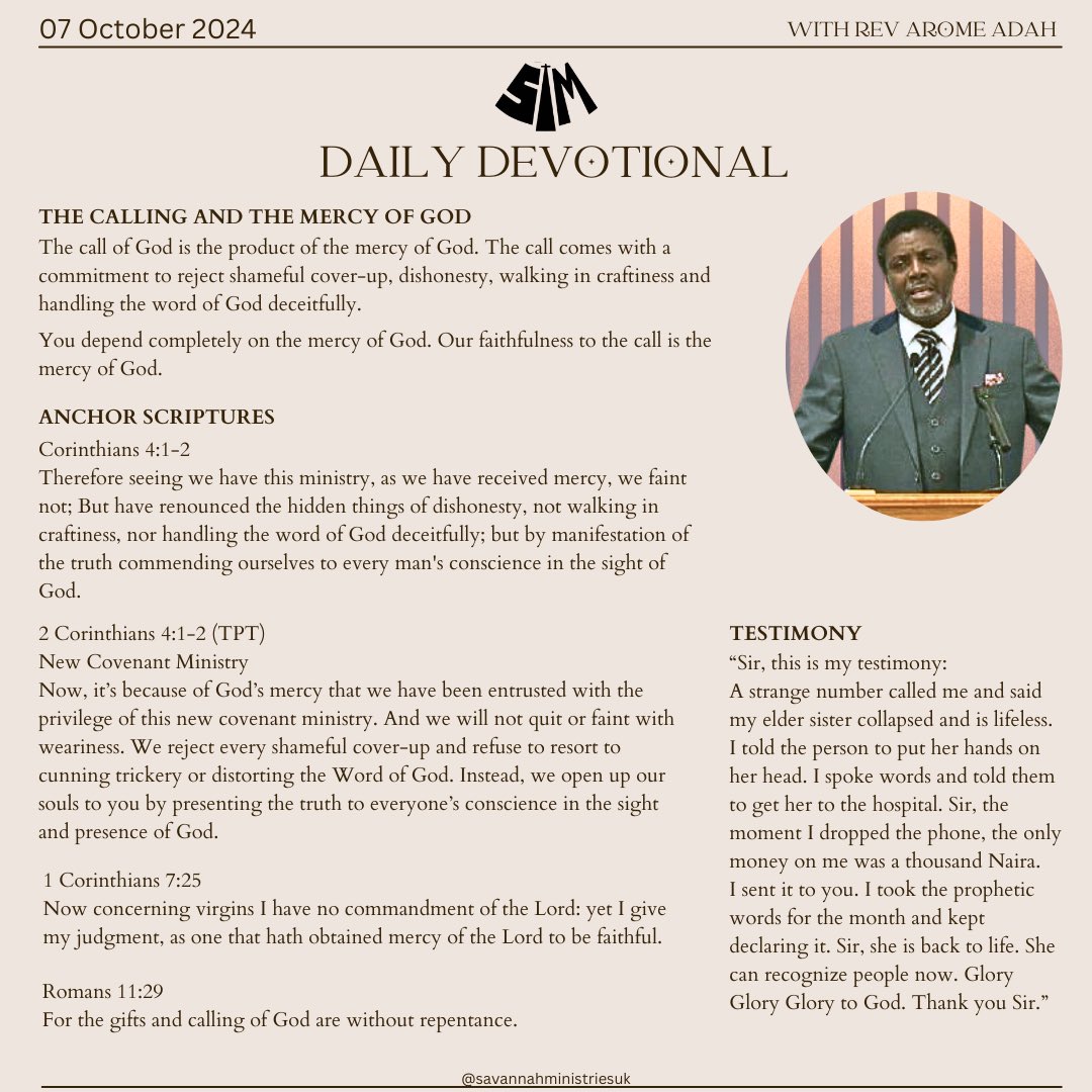 aromeadah's tweet image. Our faithfulness to the call is the mercy of God. Depend completely on the mercy of God. 

#propheticprayers #prophesywithRev #prophesywiththeprophet #wordoftheday #verseoftheday #dailydevotionals