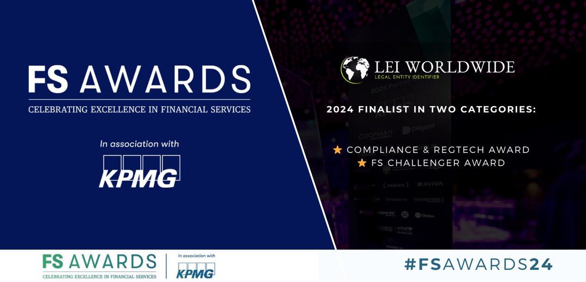 Delighted to be representing <a href="/LEIWorldwide/">LEI Worldwide</a> at the #fsawards24 for two finalist nominations in #regtech and #challenger categories!

<a href="/FSDUBLIN_/">FS Awards</a> #LEI