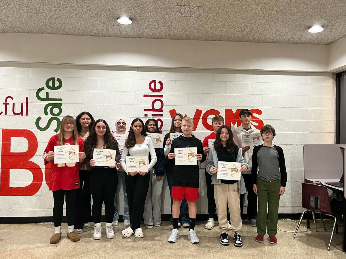 WCSDWCMS's tweet photo. Congratulations to our Zephyrs of the month. Our monthly theme was responsibility. https://t.co/i9iLdKwcgn