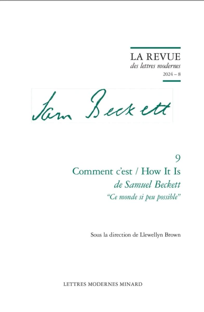 Happy to see my contribution on the role of epistolary writing in the creative process of Comment c'est in this great collection of essays.

classiques-garnier.com/la-revue-des-l…
