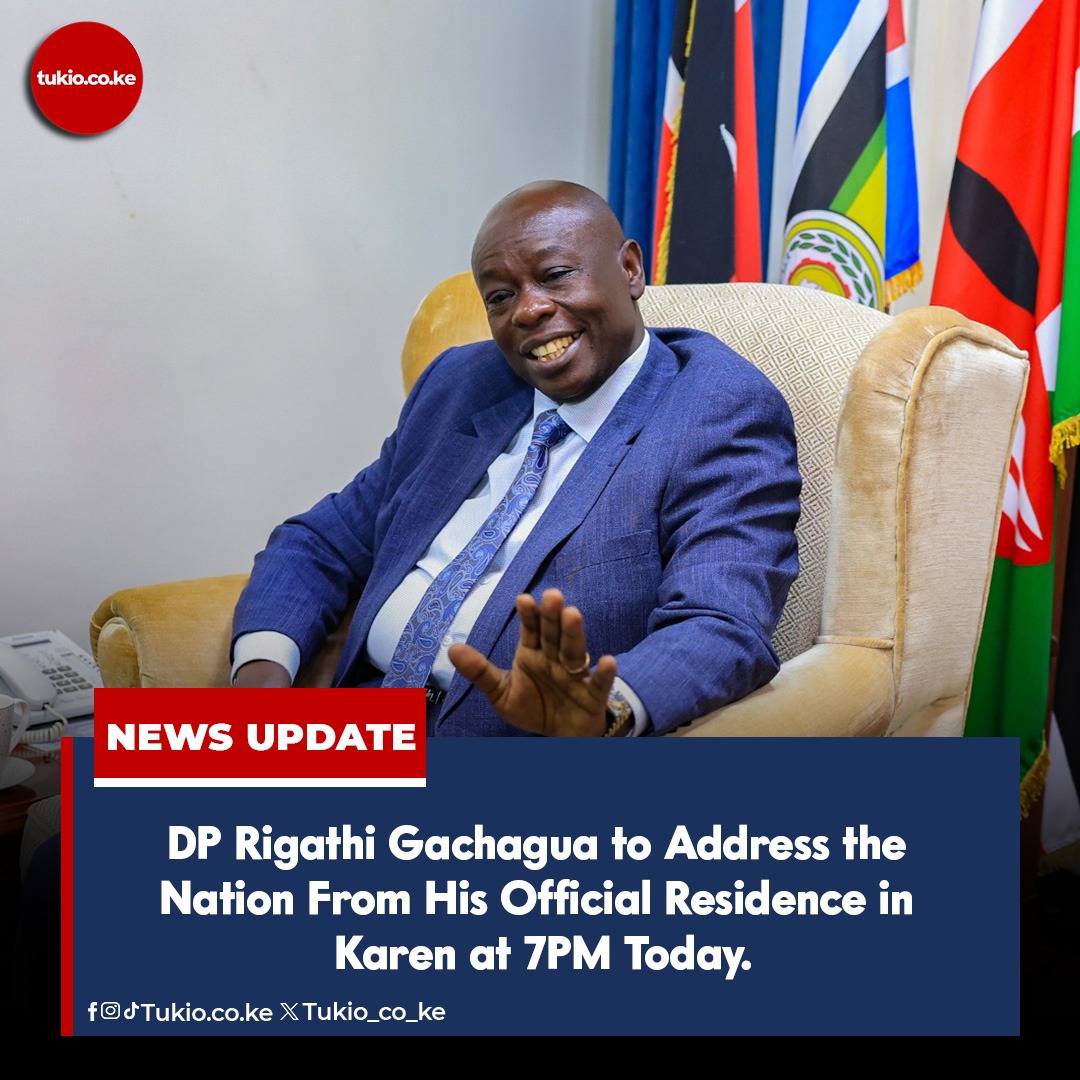 WilliamsMkenya's tweet photo. Our Deputy President Rigathi Gachagua set to address the nation tonight at 7PM from his official residence, Karen, Nairobi. https://t.co/zHv3VAr8Th