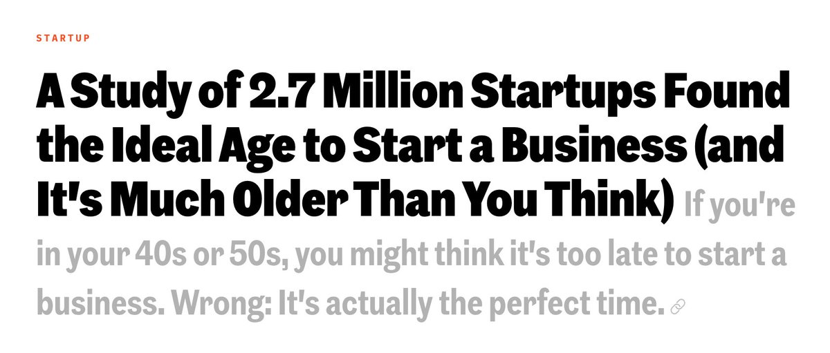 A study of 2.7 million startups:

The average age of people who started the fastest-growing tech companies is 45. 

Everyone's in a rush, but shouldn't be.