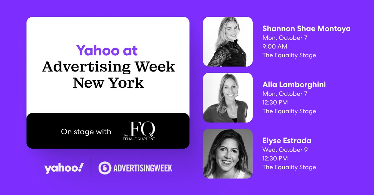 Our incredible Yahoo trailblazers will be taking the stage with <a href="/thefemalequo/">The Female Quotient</a>  throughout <a href="/advertisingweek/">Advertising Week</a>, sharing insights on leadership, career development, and the evolving media landscape. Want to see it live? RSVP: yhoo.ly/3XWiQee

#AWNewYork24