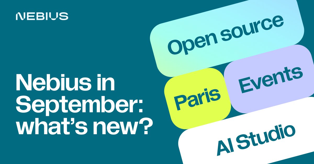 nebiusai's tweet image. 🗓️ Nebius monthly digest, September 2024

In September, we announced the opening of our French region, launched the world’s first open-source #K8s operator for #Slurm as well as Nebius AI Studio, a product for #GenAI builders — and there’s more: eu1.hubs.ly/H0cT_000