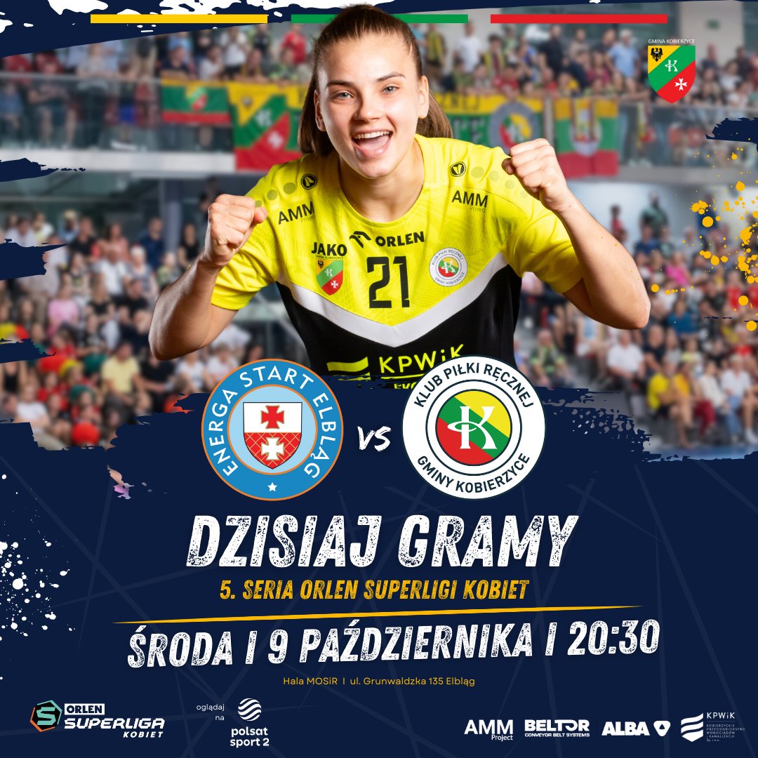 Match day! ⚔

🏆 5. seria ORLEN Superliga Kobiet
✅ Energa Start Elbląg - KPR Gminy Kobierzyce
⏰ 20:30
📍 Hala MOSiR w Elblągu

🖥 transmisja Polsat Sport 2
