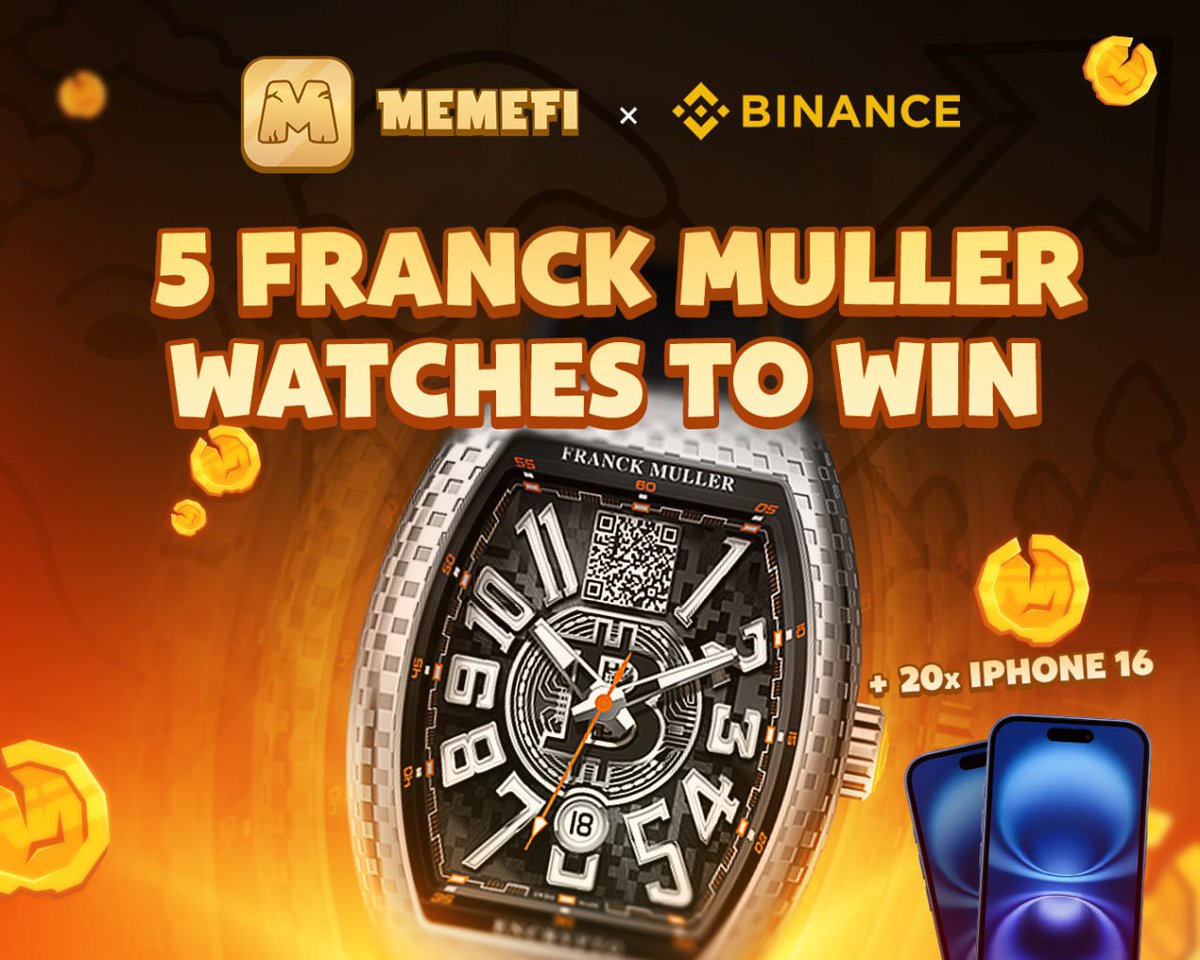 MemeFi (@memeficlub) on Twitter photo Exclusive MemeFi X <a href="/binance/">Binance</a> Campaign: Win <a href="/FranckMullerLab/">Franck Muller Encrypto</a> Watches
We've collaborated with Binance, the leading crypto exchange and ecosystem, to give you, MemeFi users, a chance to win something incredibly unique. These prizes are not just luxury: their value comes from a Exclusive MemeFi X <a href="/binance/">Binance</a> Campaign: Win <a href="/FranckMullerLab/">Franck Muller Encrypto</a> Watches
We've collaborated with Binance, the leading crypto exchange and ecosystem, to give you, MemeFi users, a chance to win something incredibly unique. These prizes are not just luxury: their value comes from a