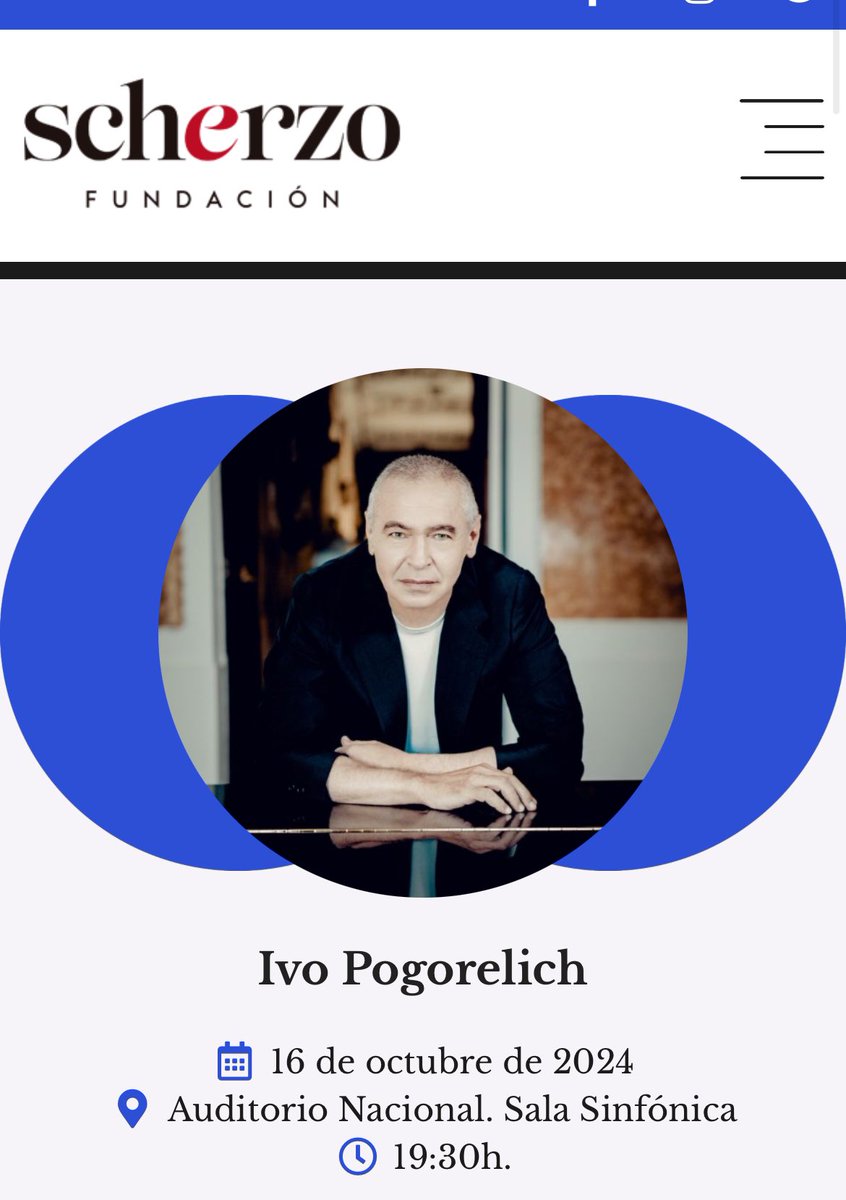 TEMPO Musicae (@tempomusicae) on Twitter photo Ivo Pogorelich vuelve al ciclo de Grandes Intérpretes de la <a href="/FundScherzo/">Fundación Scherzo</a> con los Estudios Sinfónicos de #Schumann.
Pogorelich, además, interpretará obras de #Chopin, #Sibelius y #Schubert, ofreciendo una experiencia única para los amantes del piano.
📌Miércoles 16 OCT | 19:30h Ivo Pogorelich vuelve al ciclo de Grandes Intérpretes de la <a href="/FundScherzo/">Fundación Scherzo</a> con los Estudios Sinfónicos de #Schumann.
Pogorelich, además, interpretará obras de #Chopin, #Sibelius y #Schubert, ofreciendo una experiencia única para los amantes del piano.
📌Miércoles 16 OCT | 19:30h