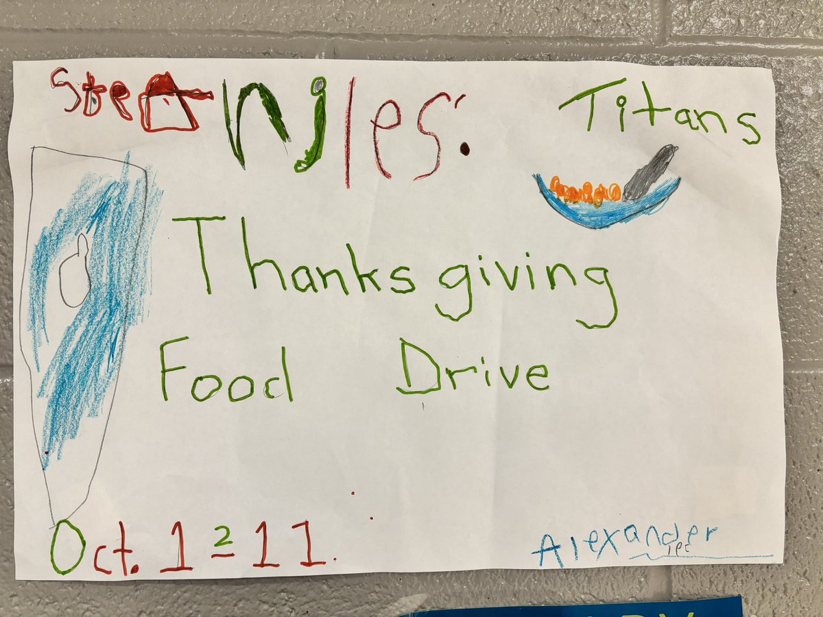 stanne_bw's tweet photo. Thank you to the students in Mrs. Maringola’s class for our Thanksgiving Drive posters. Thank you to all our families for your lovely food donations so far. We are collecting the remainder of this week. All non-perishable food items or grocery gift cards would be welcomed. https://t.co/vvzORWAFLz