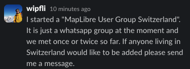 dayjournal_nori's tweet image. 世界中にMapLibre User Groupを増やしたくて活動しているのですがMapLibre User Group Switzerlandができてた！

#mugjp #MapLibre