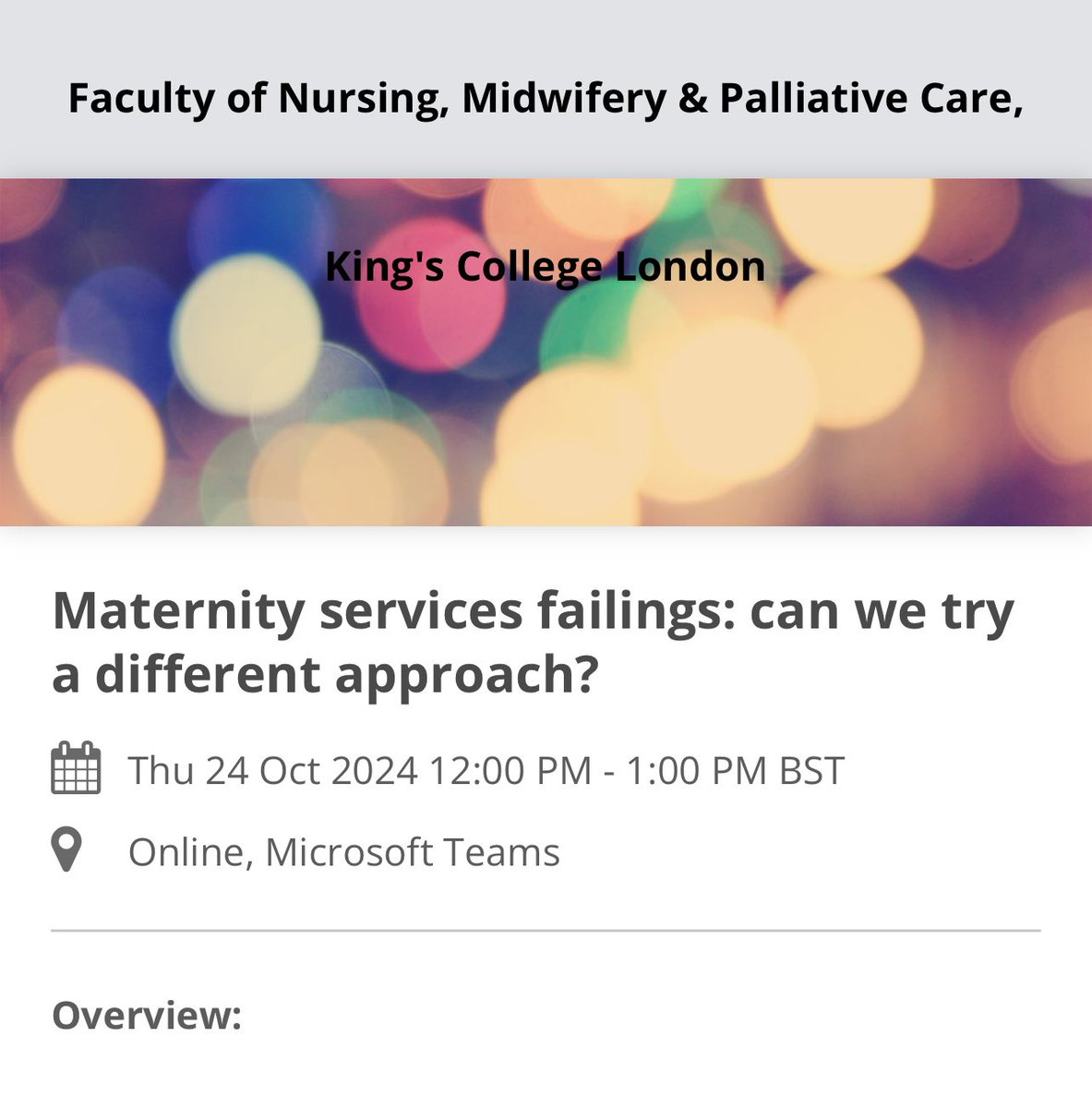 ⚡️IMPORTANT WEBINAR⚡️

In this webinar, Principal Investigators Dr Claire Feeley and Prof Soo Downe will discuss the launch of a new study looking to try a new approach when considering the current NHS maternity crisis.

Register here 👇🏽
tickettailor.com/events/faculty…