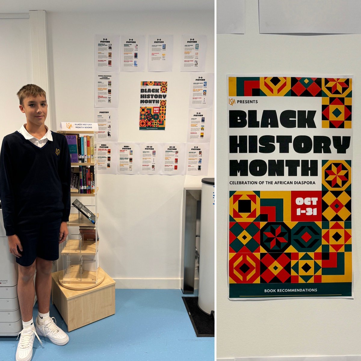 📚 Throughout October, ISM is celebrating #BlackHistoryMonth! 🎉

A big shoutout to Georg, one of our library assistants in Year 10, for preparing a fantastic booklist of fiction and non-fiction resources available in the library and English classrooms. Well done! 👏