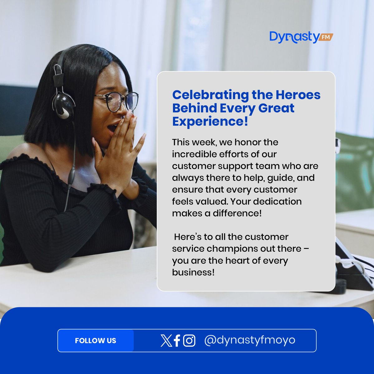 dynastyfmoyo's tweet image. Happy Customer Support Week!  To all the hardworking heroes behind the scenes, we appreciate you! Thank you for making every experience a great one. #CustomerSupportWeek #SupportHeroes #DynastyRadio&quot;