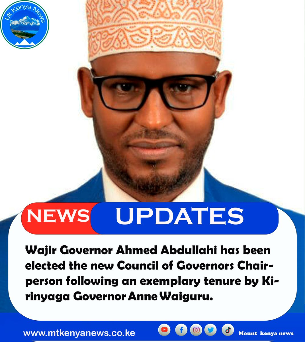 PeterKariukiKE's tweet photo. Breaking News
Wajir Governor Ahmed Abdullahi has been elected the new Council of Governors Chairperson following an exemplary tenure by Kirinyaga Governor Anne Waiguru.
#StateOfDevolution2024 https://t.co/4fzW4rgxOP