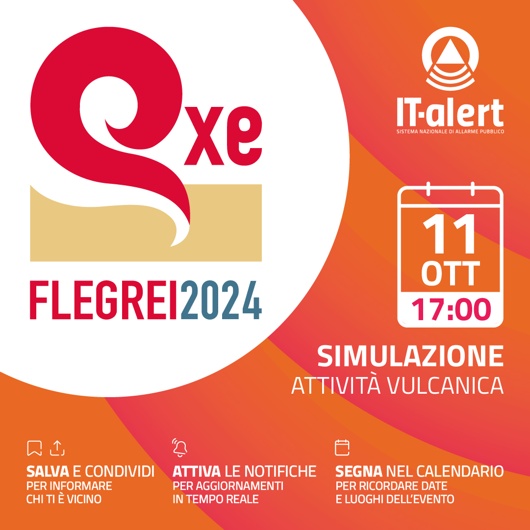 italertgov's tweet photo. 🔔#ExeFlegrei2024: venerdì #11ottobre verrà effettuato un test #ITalert in tutta la @Reg_Campania per lo scenario di attività vulcanica ai #CampiFlegrei. 
Vai alla news 👉 https://t.co/3GPsOozHUV https://t.co/8eS4QL52lf