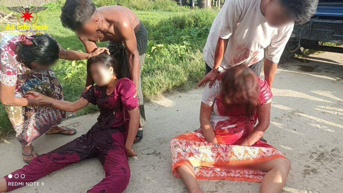KhineThuKha's tweet photo. အခြေခံစားသောက်ကုန်ပစ္စည်းများဝယ်၍ပြန်လာသော အရပ်သားကားတစ်စီးအား ARSA မူဆလင်အကြမ်းဖက်လက်နက်ကိုင်တပ်ဖွဲ့များမှ လမ်းတစ်လျှောက် အဆင့်ဆင့်အကြမ်းဖက် ပစ်ခတ်တိုက်ခိုက်မှုကြောင့် အရပ်သားအမျိုးသမီး (၁) ဦးသေဆုံးခဲ့ပြီး (၄) ဦး ဒဏ်ရာရရှိ https://t.co/X3gqtCNxKi