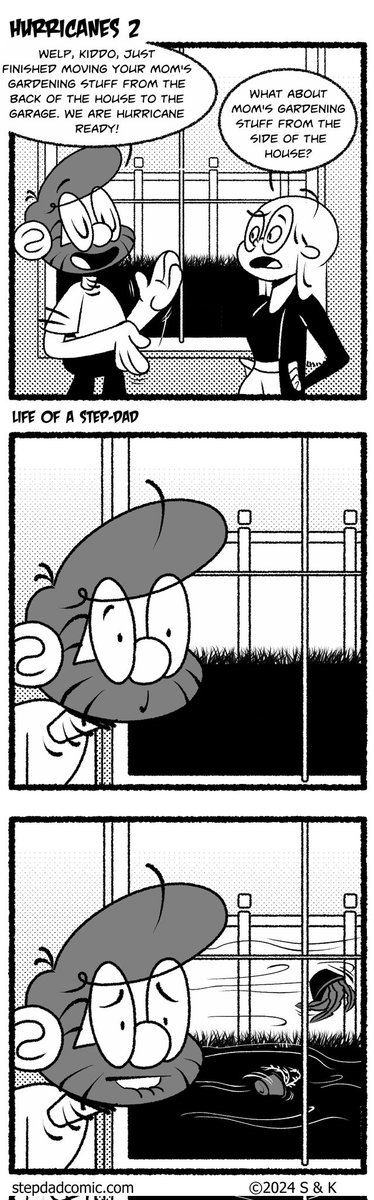Don't worry, we snagged em before those rascals could escape. Also, "fun" anecdote, this was for helene, not milton! too much "fun"!

stepdadcomic.com

#webcomics #comics #webtoons #sliceoflife #journalcomic #LifeOfAStepdad #stepdad #kiddo #hurricanes #helene #milton