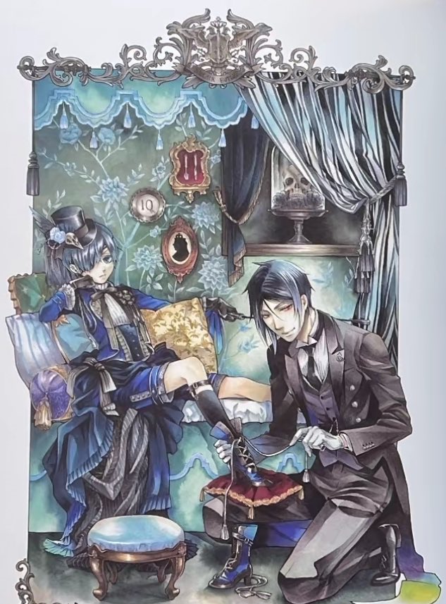 Bitterabbit47's tweet photo. Sebastian changing shoes for Ciel and Ciel holding the whip on him… I LOVE THEIR POWER DYNAMIC❤️‍🔥❤️‍🔥❤️‍🔥❤️‍🔥 https://t.co/O9icm9G4K5