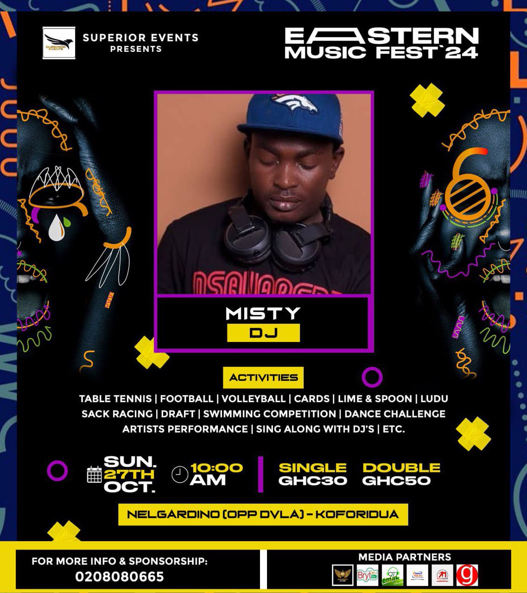 EventSelasi's tweet photo. Cc 👨‍💻🥷👨‍💻: @SelasiPhotogra1  @Scotboy94 

Top three(3) Djs holding it down on Sun,27th October @EMF24

@selektashaker  Dj Misty DjDavido 

Eastern Music Festival24 is A Park Party @Nelgardino Opp DVLA “Koforidua”. Don’t Miss Out.

Superior Events 
Superior HYPE https://t.co/OrYrS64jva