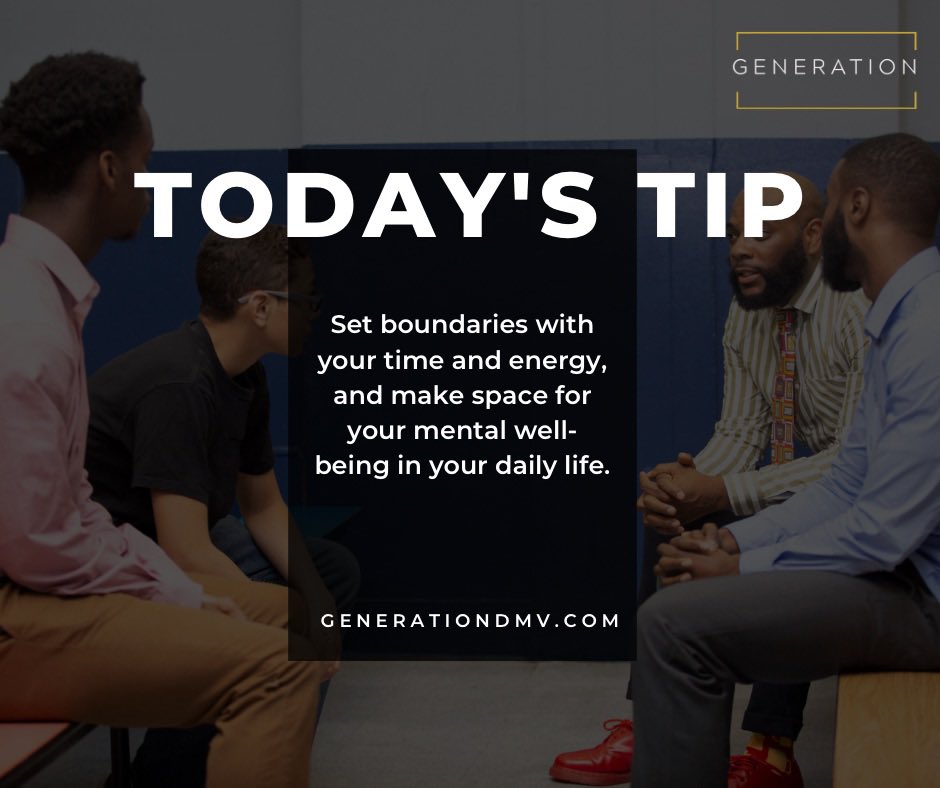 GenerationDmv's tweet photo. Protecting your peace starts with setting boundaries. It’s okay to create space for your mental health and prioritize your well-being. You deserve it.
•
•
•
#HealingIsPower #BlackMenMatter
#HealingIsRevolutionary
#GenerationsDMV #mentalhealthawareness #mentalhealthmatters https://t.co/mLAHcuLRm1