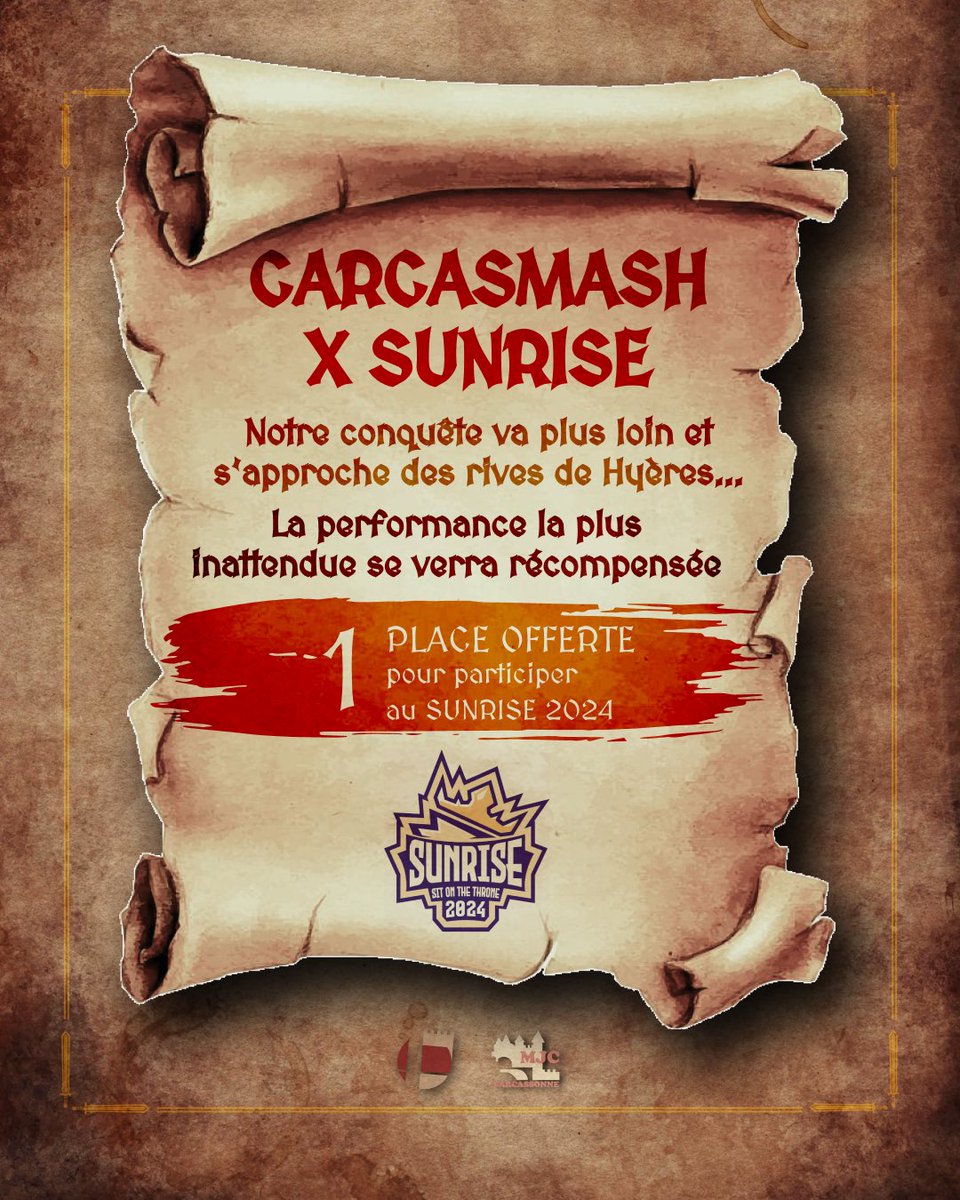 CarcaSmash's tweet image. Surprise de dernière minute ! Comme certains l’ont vu sur Discord , Carca’Smash s’allie avec le @Sunrise_Lan pour féliciter la plus grosse performance du tournoi ! 

Premier jet du seeding Mercredi et fermeture des inscriptions dès demain faites vite !

start.gg/tournament/le-…