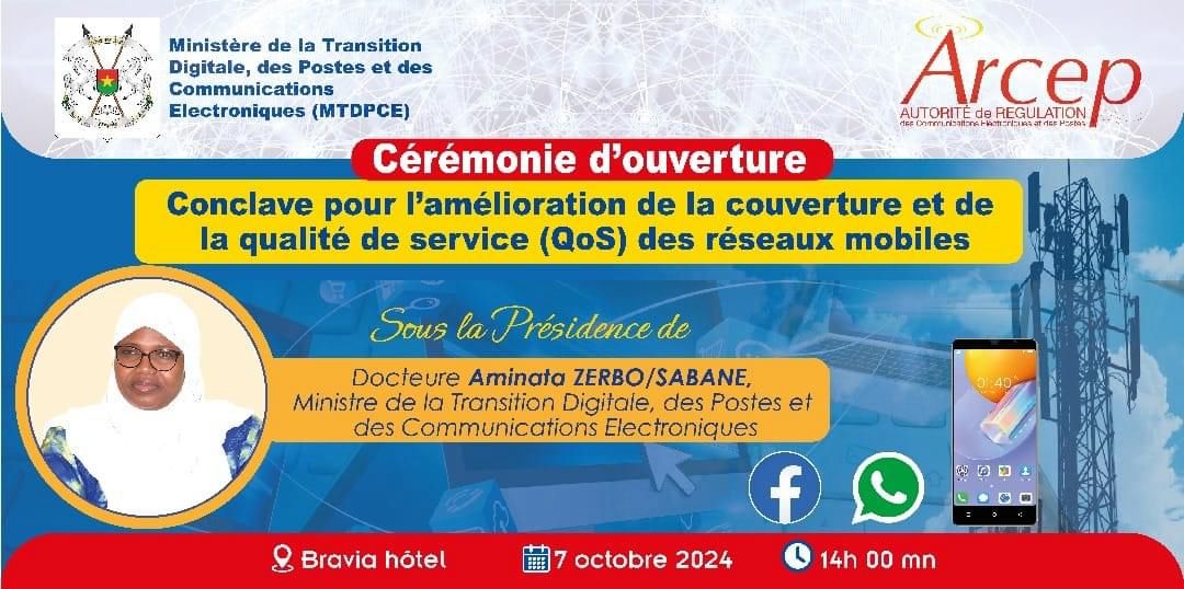 ArcepFaso's tweet image. 🚀 Aujourd&apos;hui : Conclave pour l&apos;amélioration de la couverture et de la qualité des télécoms !
Sous la Présidence de Dr. Aminata ZERBO/SABANE, ce rendez-vous va rassembler les acteurs de l’écosystème du numérique. 📶
#ConclaveNumérique #QoS #TransitionDigitale #CouvertureRéseau
