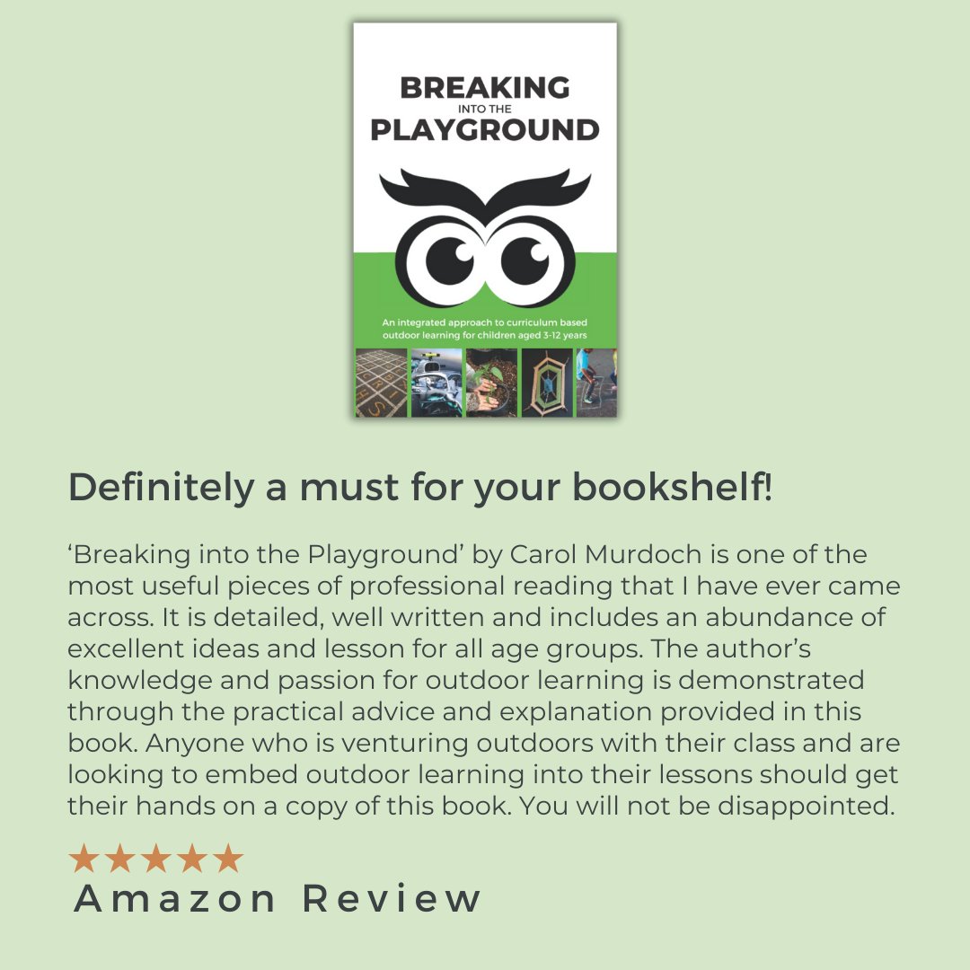 LoveOutdoorLea1's tweet image. What a review, and then some, of our book 'Breaking Into The Playground'!

If you'd like a copy, it's available to buy on Amazon: sbee.link/xjvwkgmeny

#outdoorlearning #breakintotheplayground #letsgetoutside