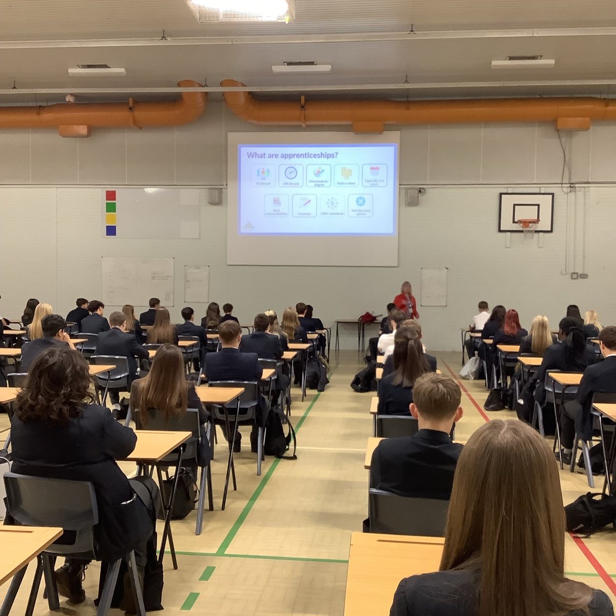 "Year 11 have started their ambition week with an informative presentation about apprenticeships from Linda at West Yorkshire Learning Providers. Throughout the week, they will have the opportunity to speak to a range of different education providers."