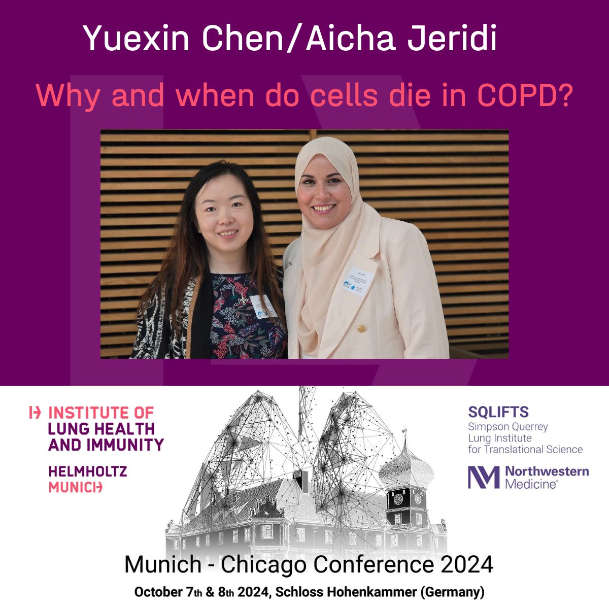 Institute of Lung Health and Immunity (@lunghealthmuc) on Twitter photo Our next speakers at #MunichChicagoLung also pointed out the heterogeneity of #COPD.
<a href="/yuexin_chen/">Yuexin Chen</a> (PRM, <a href="/HelmholtzMunich/">Helmholtz Munich | <a href="/HelmholtzMunich/">Helmholtz Munich | @HelmholtzMunich</a></a> presented "Spatially-resolved niche proteomics of COPD "
<a href="/AichaJeridi/">Dr. Aicha Jeridi</a> (LHI, @HelmholtzMunich) talked about "Ferroptosis - Cell death in the absence of HMGN5" Our next speakers at #MunichChicagoLung also pointed out the heterogeneity of #COPD.
<a href="/yuexin_chen/">Yuexin Chen</a> (PRM, <a href="/HelmholtzMunich/">Helmholtz Munich | <a href="/HelmholtzMunich/">Helmholtz Munich | @HelmholtzMunich</a></a> presented "Spatially-resolved niche proteomics of COPD "
<a href="/AichaJeridi/">Dr. Aicha Jeridi</a> (LHI, @HelmholtzMunich) talked about "Ferroptosis - Cell death in the absence of HMGN5"