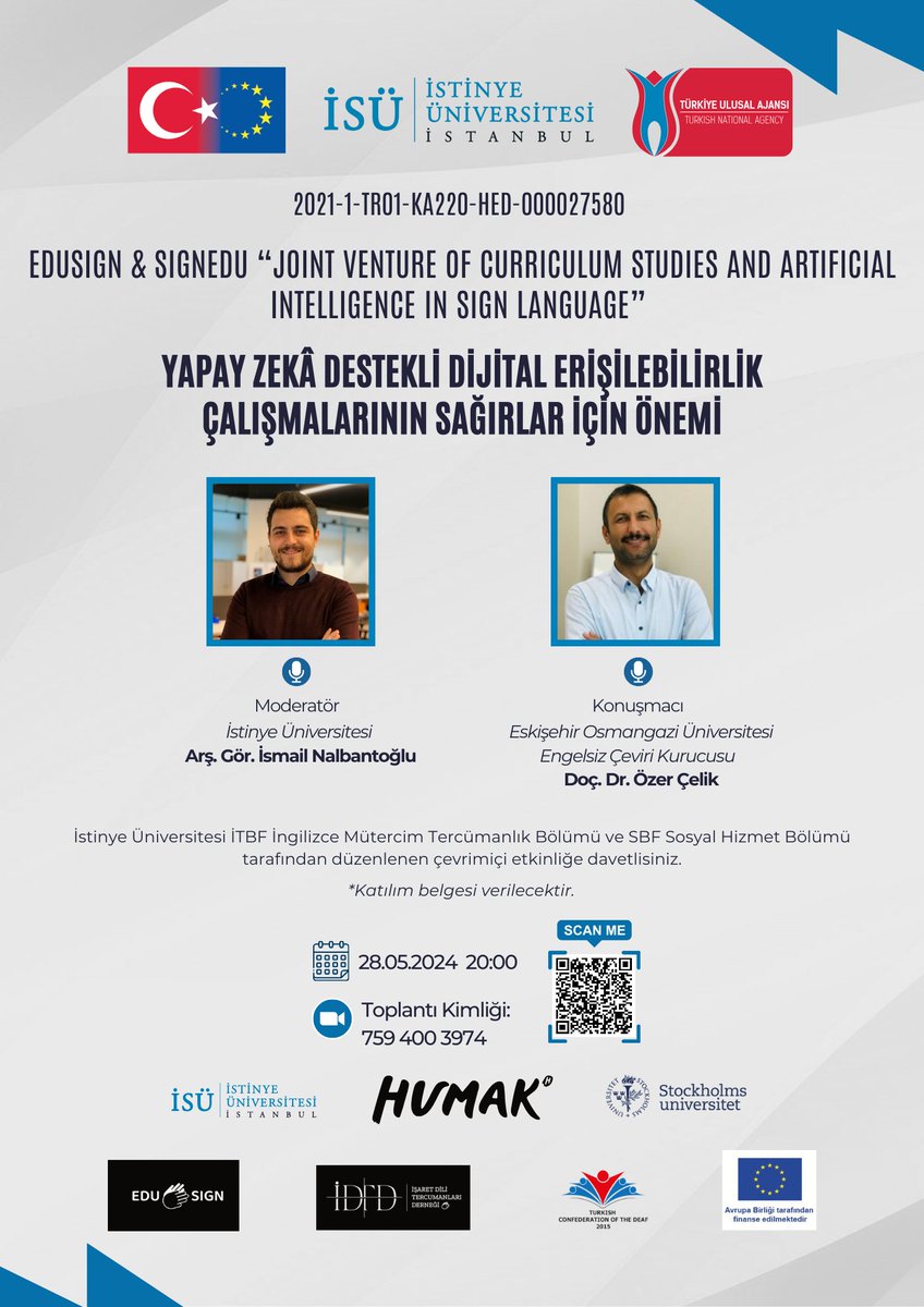 "Yapay Zekâ Destekli Dijital Erişilebilirlik Çalışmalarının Sağırlar İçin Önemi" etkinlik düzenlendi. Detaylı bilgi için web sitemizi ziyaret ediniz: edusignedu.com/tr/news/detail…