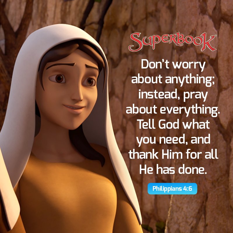 SuperbookTV's tweet image. Are you worried today? Take a moment to share your thoughts and needs with God. He is listening. ❤️ #BibleTime #DontWorry