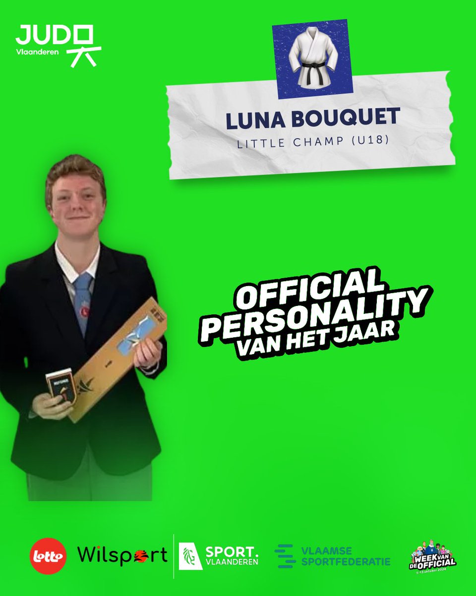Luna Bouquet uitgeroepen tot 'Official Personality van het jaar' (U18/Little Champs) @vlaamsesportfed