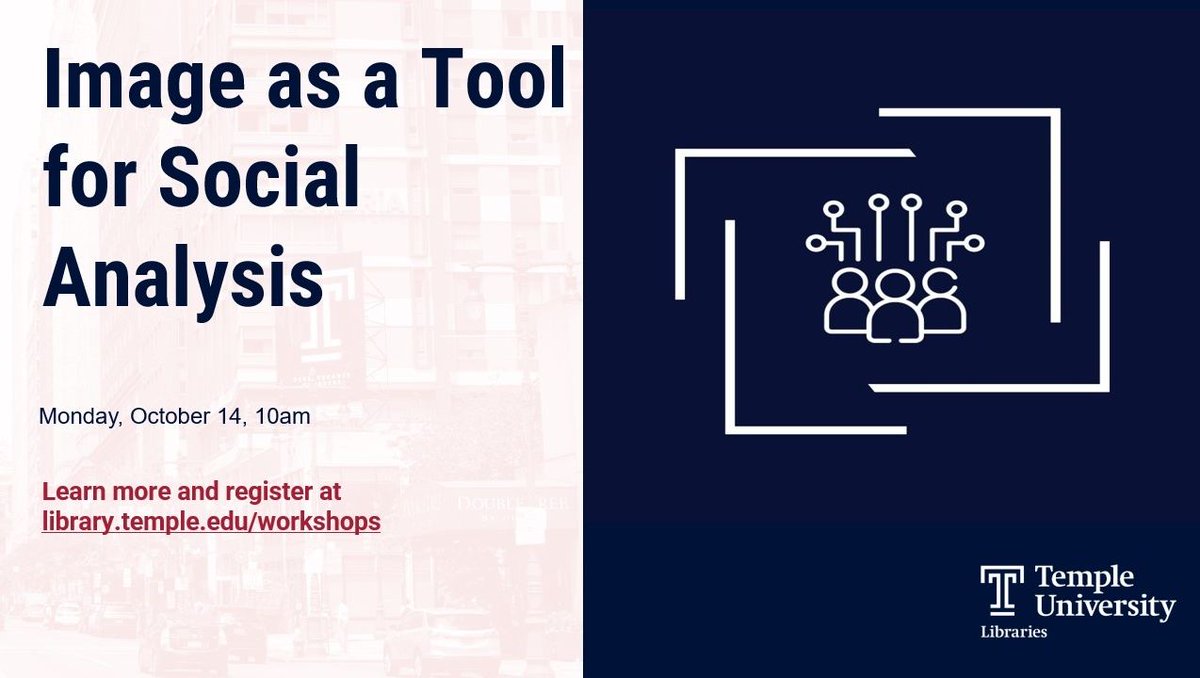 Tracing the evolution of using images as research tools in academic knowledge generation, this workshop evaluates the challenges researchers face in using images in meaning-making processes. 

Register here:charlesstudy.temple.edu/event/13026743